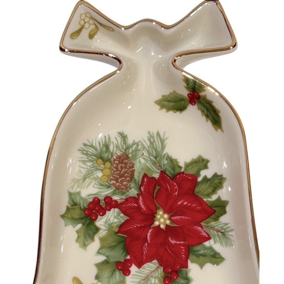 Mikasa Fine Porcelain Holiday Bloom Bell/Poinsettia Nut/Candy Dish FK026 EUC - Picture 2 of 6